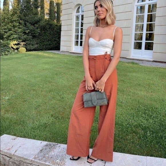 ZARA FULL LENGTH LINEN BLEND PANTS Size S - Picture 5 of 9